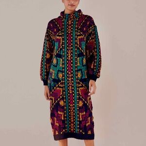 FARM Rio Yawanawa Multicolor Knit Sweater Dress